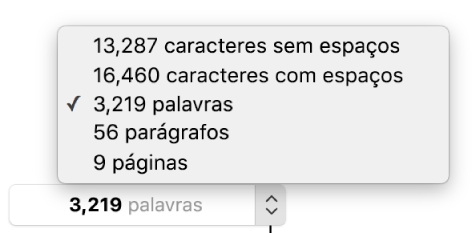 Contar caracteres no Pages